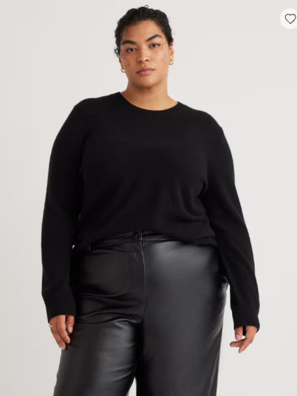 Quince Plus Size Cashmere Crewneck Sweater (Black, 2X)